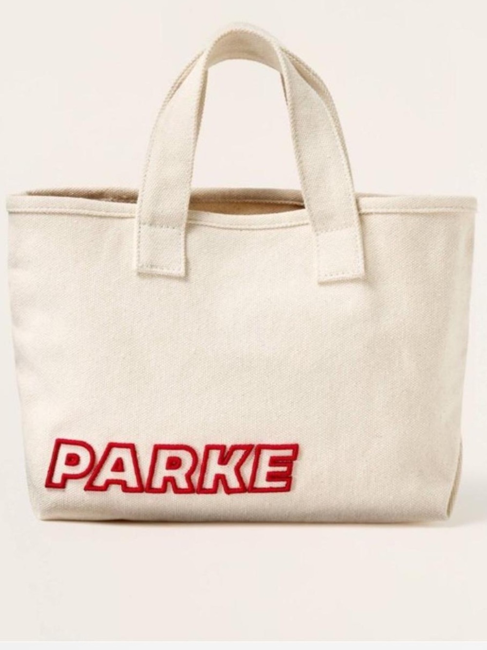 Parker Cream Canvas Tote Bag with Red Logo